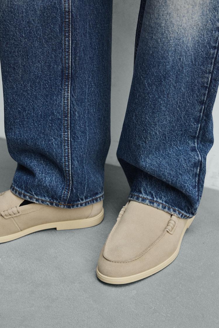 Zara Casual Leather Loafer in Beige