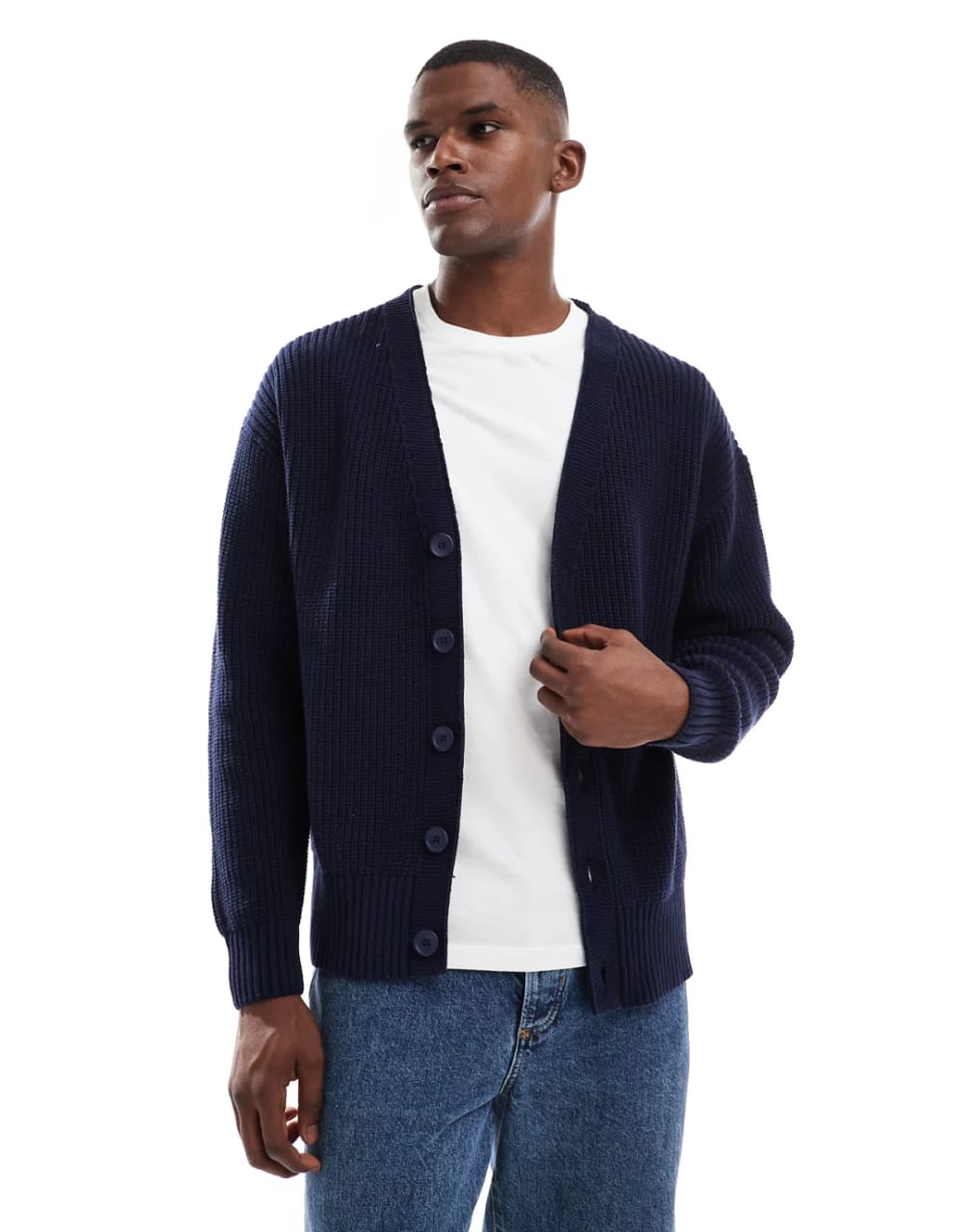 New Look Navy Ribbed Cardigan