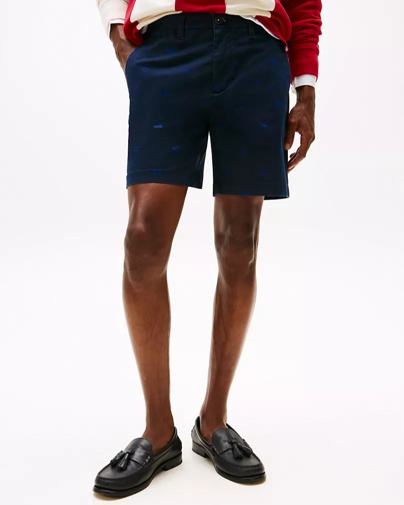 Tommy Hilfiger Navy Allover Flag Chinos Short