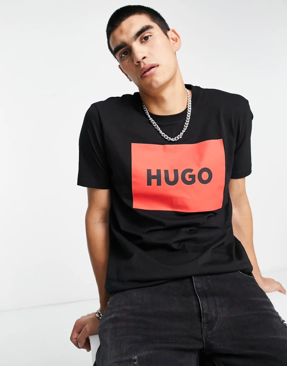Hugo Boss Regular Fit Dulive Box Logo T-Shirt In Black