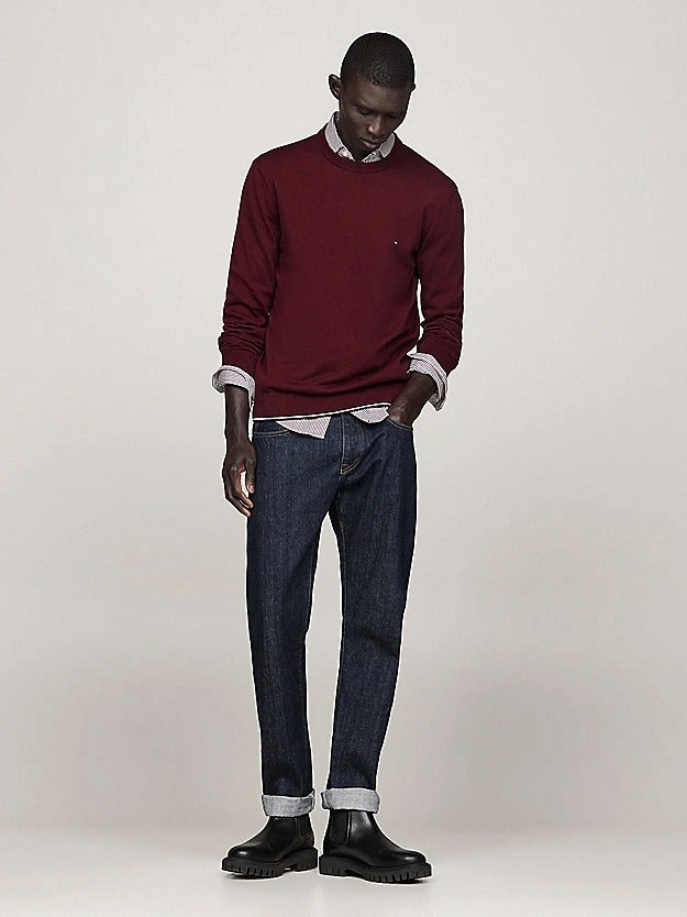 Tommy Hilfiger Pima Cotton Crewneck Sweater In Red