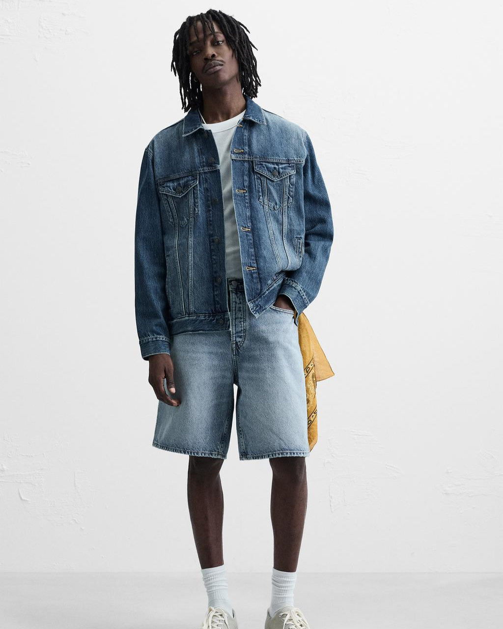 Zara Blue Denim Straight-leg Short