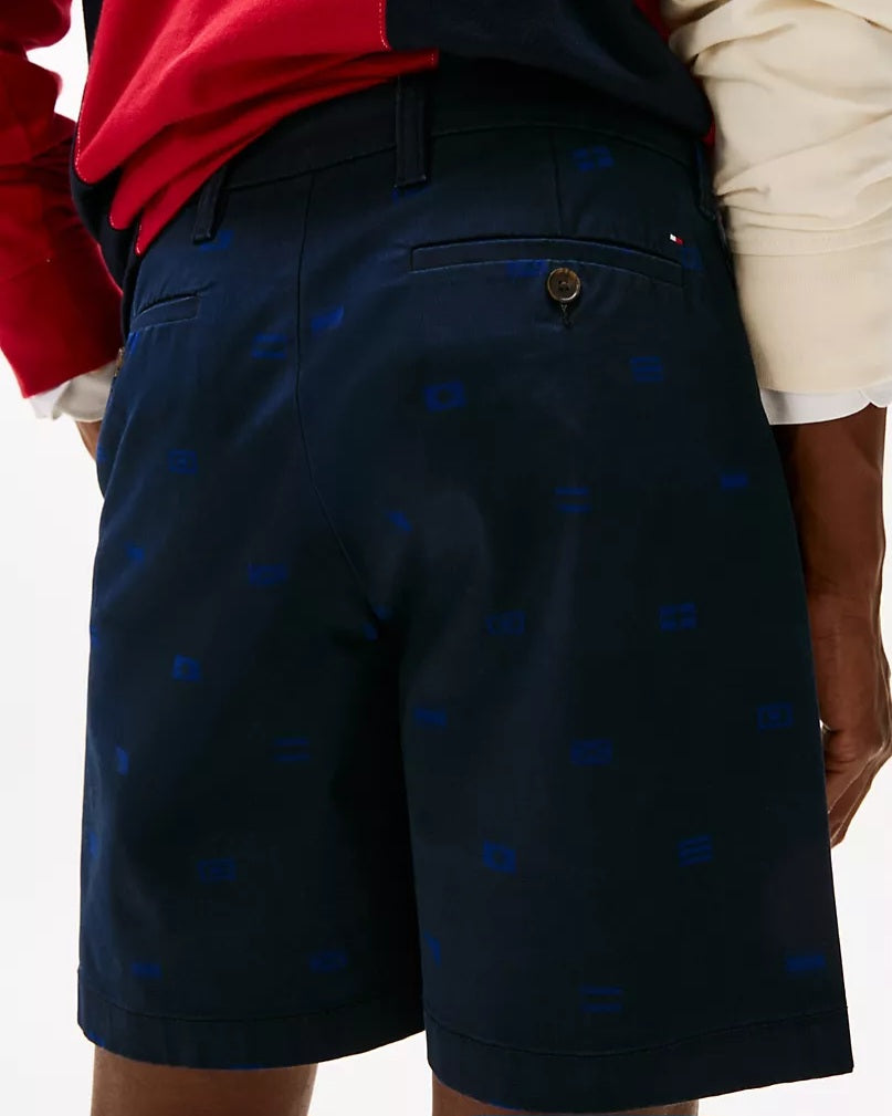 Tommy Hilfiger Navy Allover Flag Chinos Short