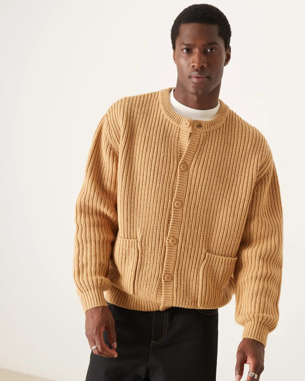 Asos Oversized Ribbed Cardigan in Oatmeal