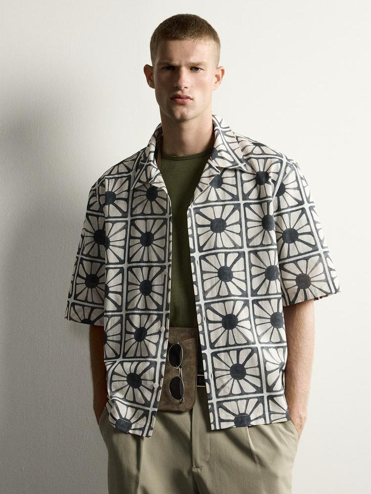 Zara Relaxed Fit Mosaic Print Shirt