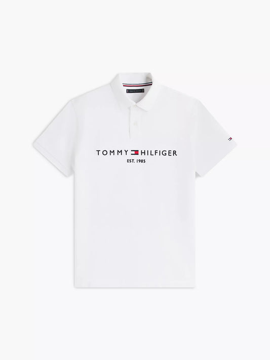 Regular Fit White Embroidered Logo Polo Shirt
