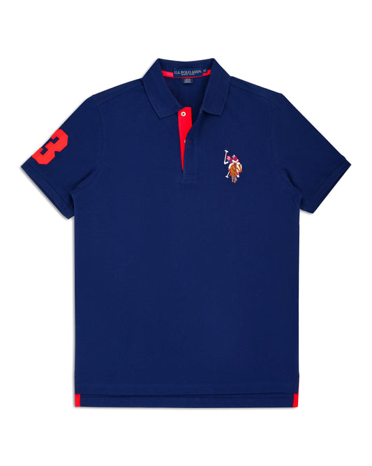 Regular Fit Pique Polo Shirt in Navy