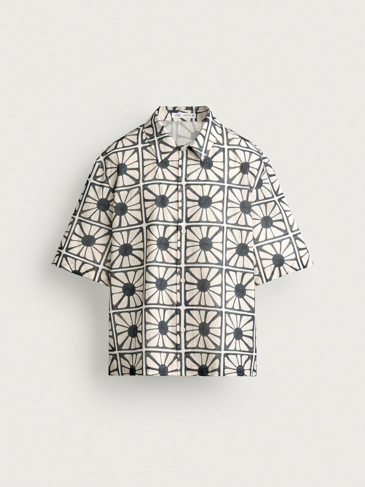Zara Relaxed Fit Mosaic Print Shirt