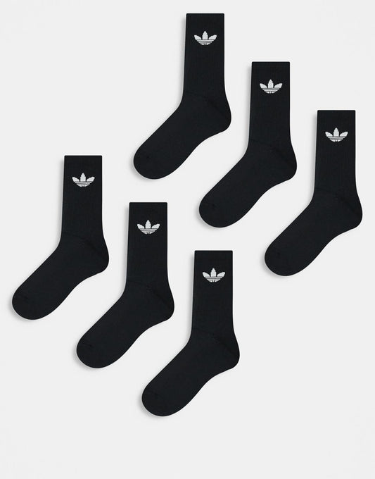 Adidas 6-Pack Trefoil Cushion Crew Socks in Black