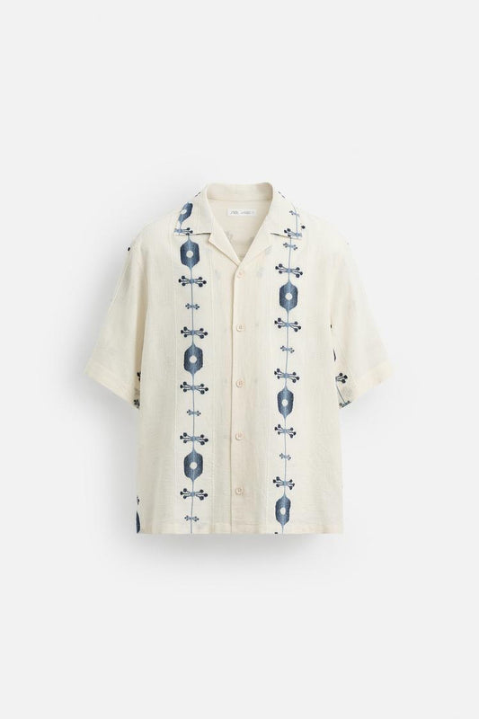 Zara Beige Shirt in Pattern