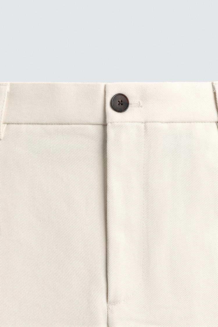Zara Regular Fit Textured Pants in Beige