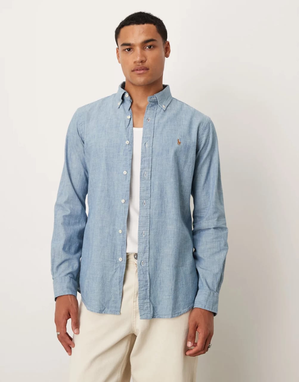Polo Ralph Lauren Classic Fit Blue Chambray Cotton Shirt