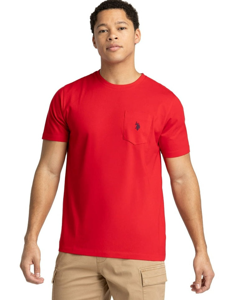 Us Polo Assn Regular Fit Men's Crewneck Pocket T-Shirt In Red