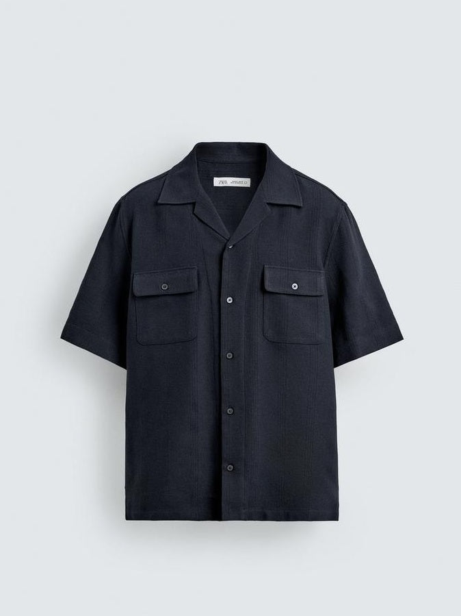 Zara Striped Jacquard Pocket Shirt