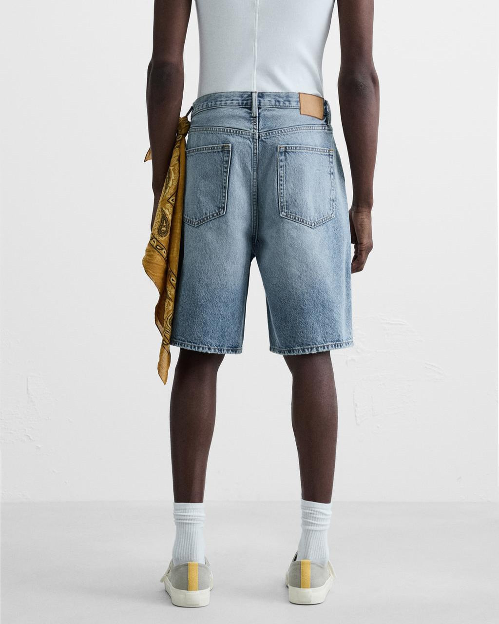 Zara Blue Denim Straight-leg Short