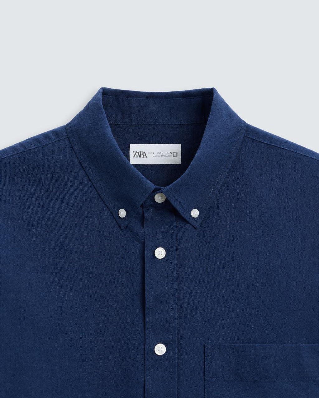 Zara Relaxed Fit Cotton-Linen Shirt in Blue