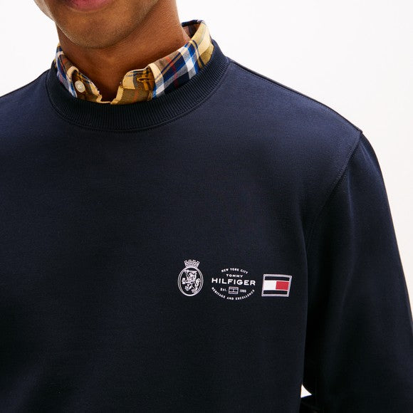 Tommy Hilfiger Small Crest Outline Crewneck Sweatshirt In Navy