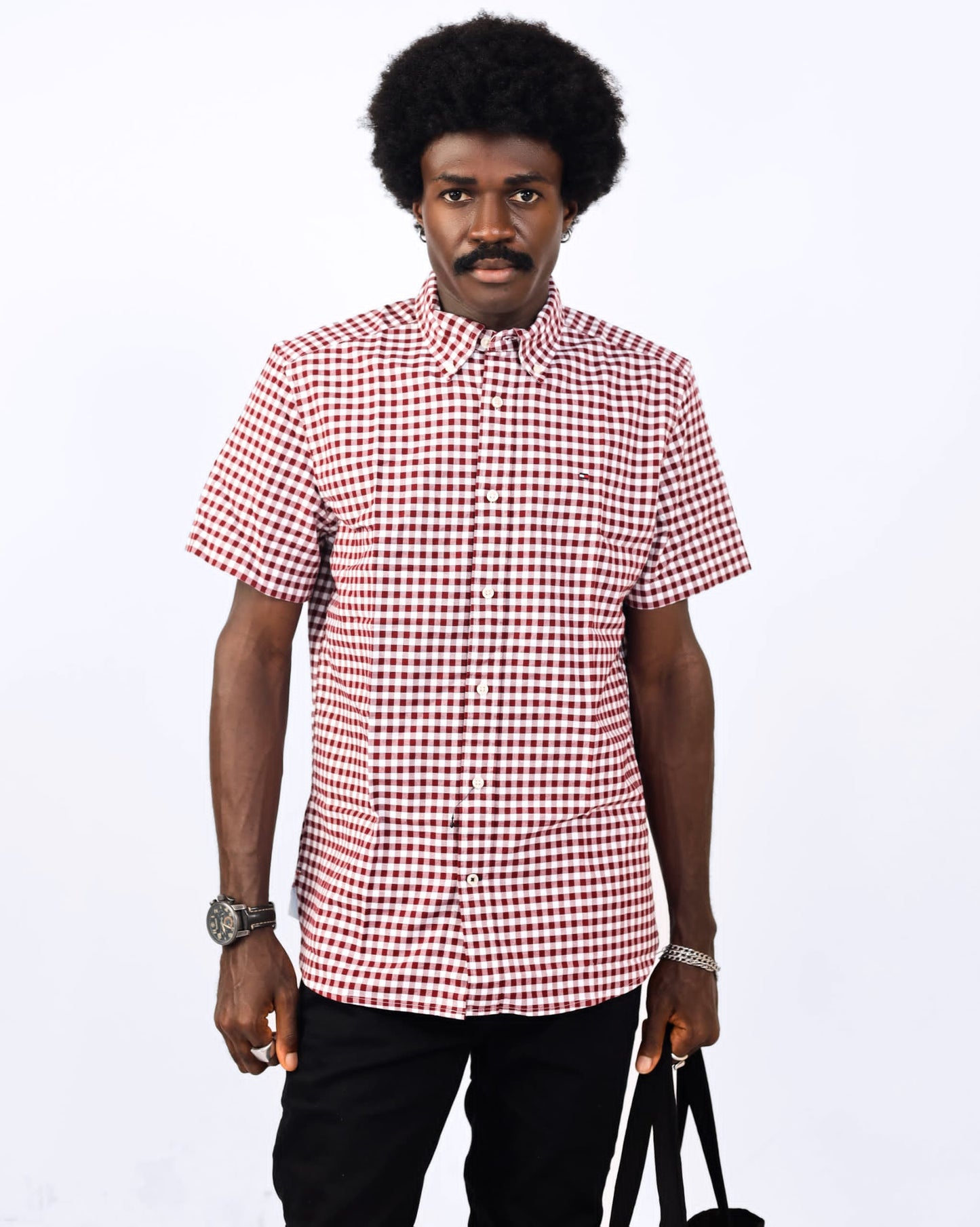 Tommy Hilfiger Red Oxford Cotton Check Shirt