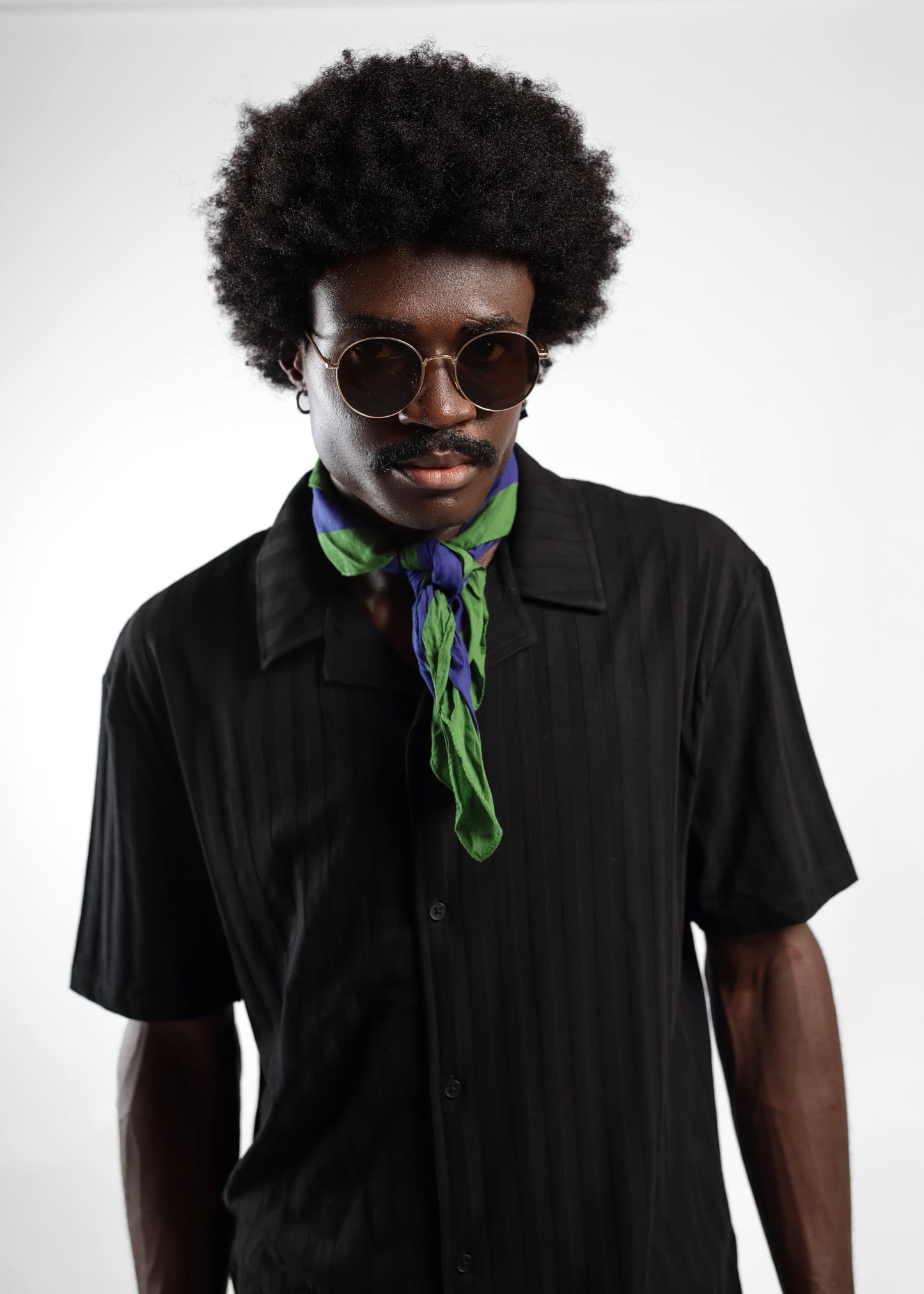 Asos Cotton Textured Shirt in All Black Stripes