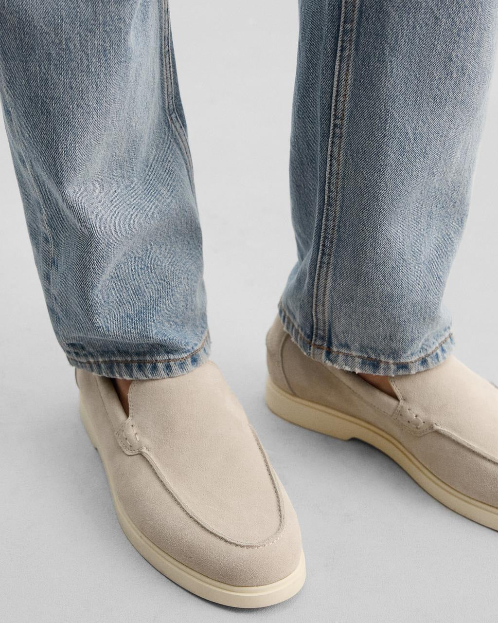 Zara Suede Loafers in Ecru
