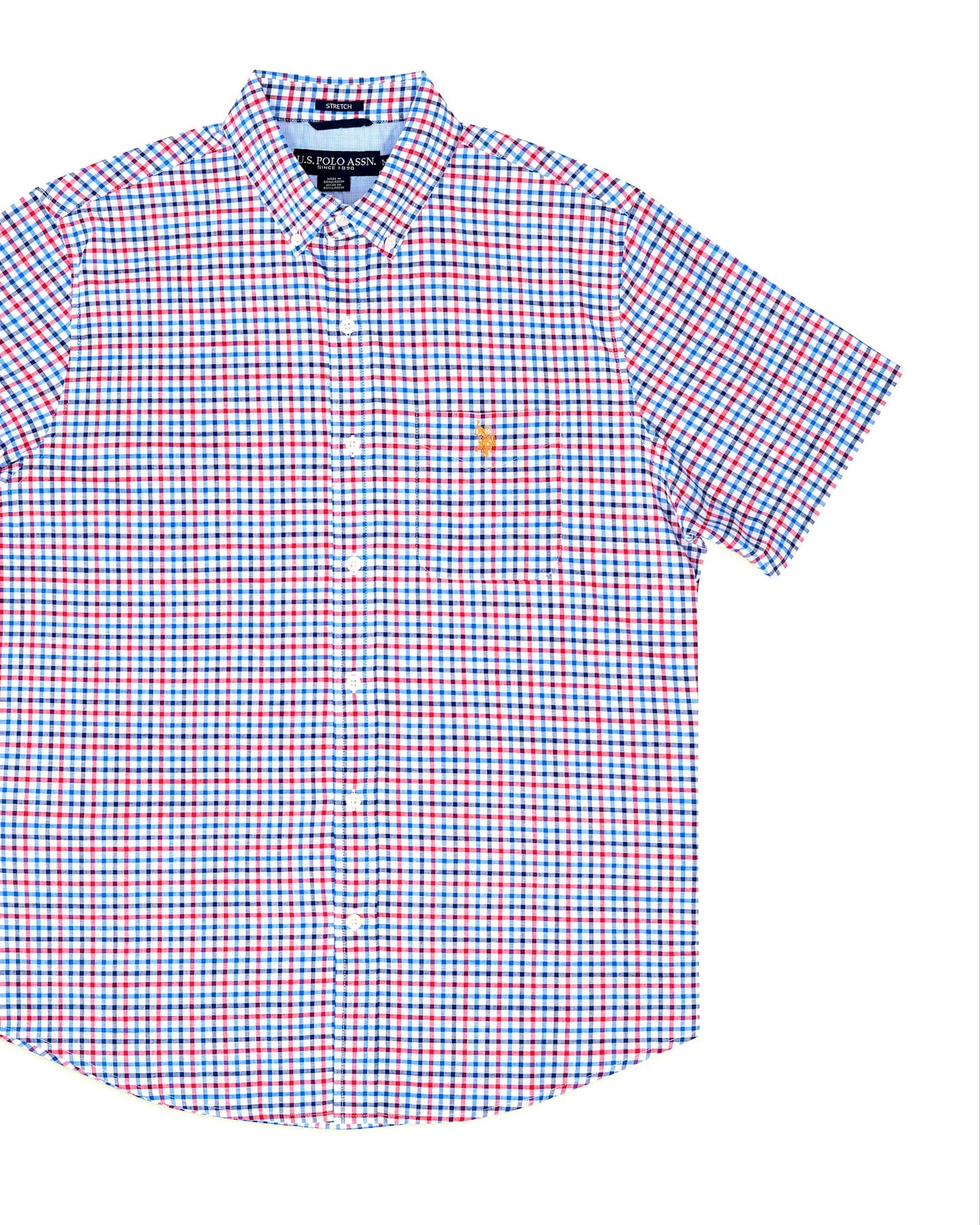 Us Polo Assn Regular Fit Plaid Poplin Short-Sleeve Shirt