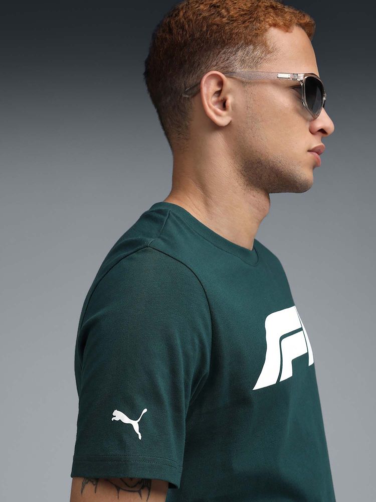 Puma Regular Fit Essentials Logo T-Shirt in Green