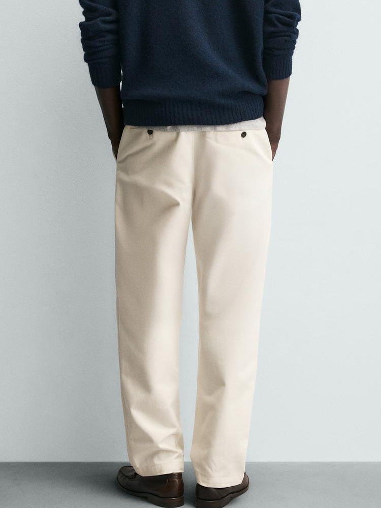 Zara Regular Fit Textured Pants in Beige