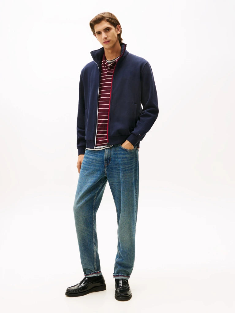 Tommy Hilfiger Signature Stripe Zip Sweatshirt in Navy