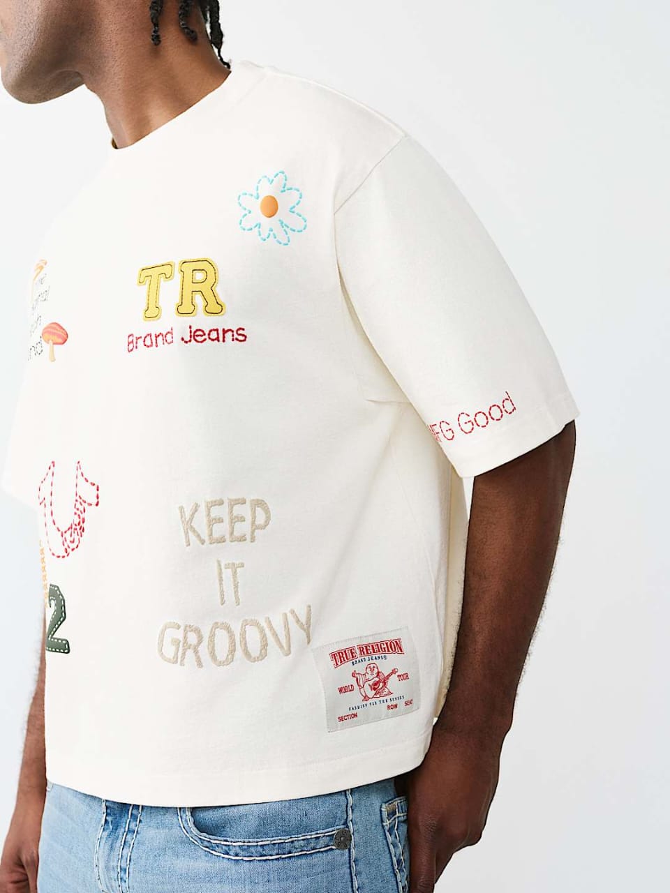 True Religion Multi Logo Boxy T-Shirt