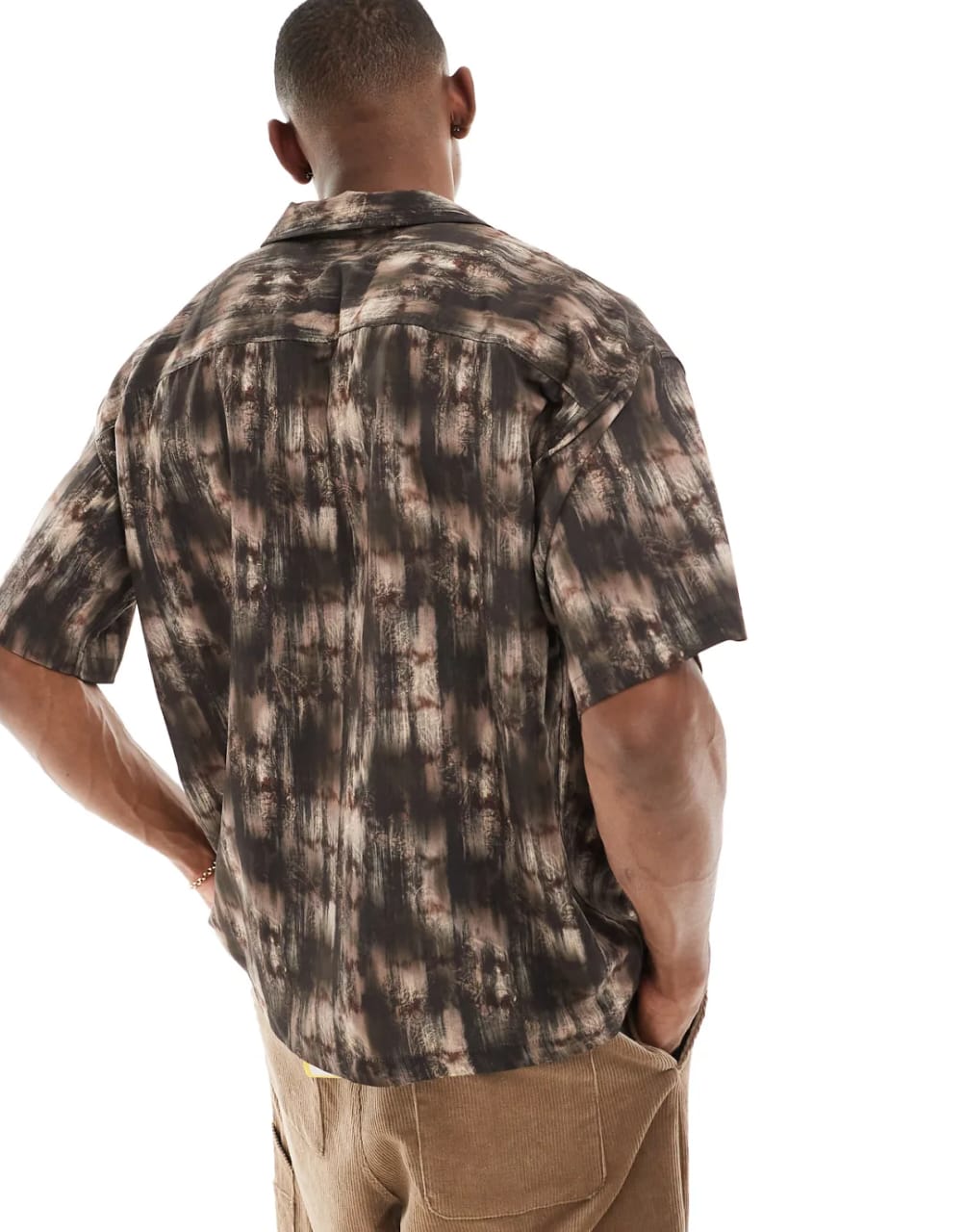 Pull&Bear Relaxed Fit Graphic Blur Printed Revere Shirt