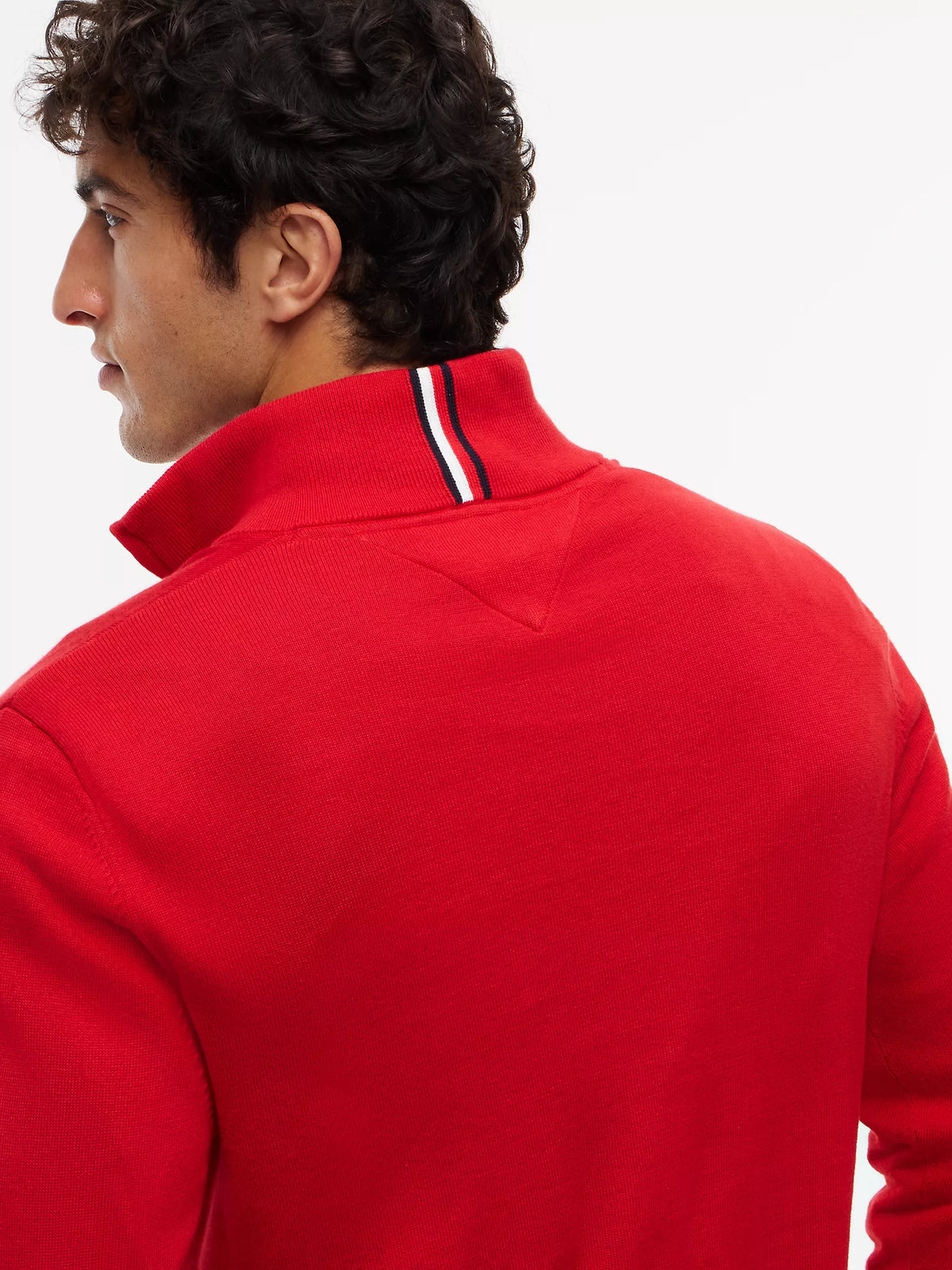Tommy Hilfiger Regular Fit Quater-Zip Mock Neck Sweater in Red