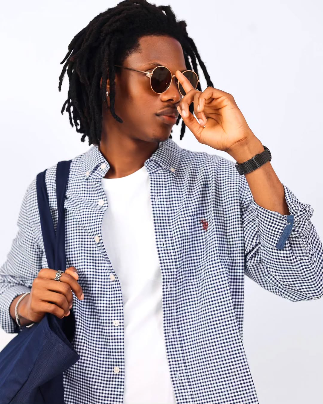 Navy Gingham Check Shirt