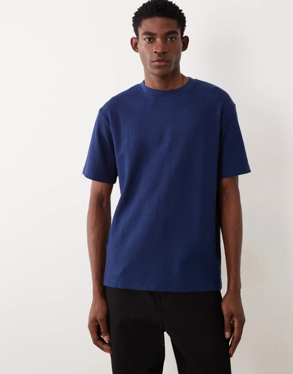 Regular Fit Navy Heavyweight Textured T-shirt