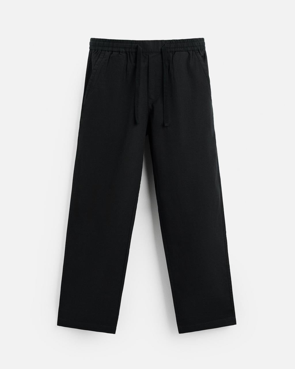 Zara Relaxed Fit Linen Trousers (Black)