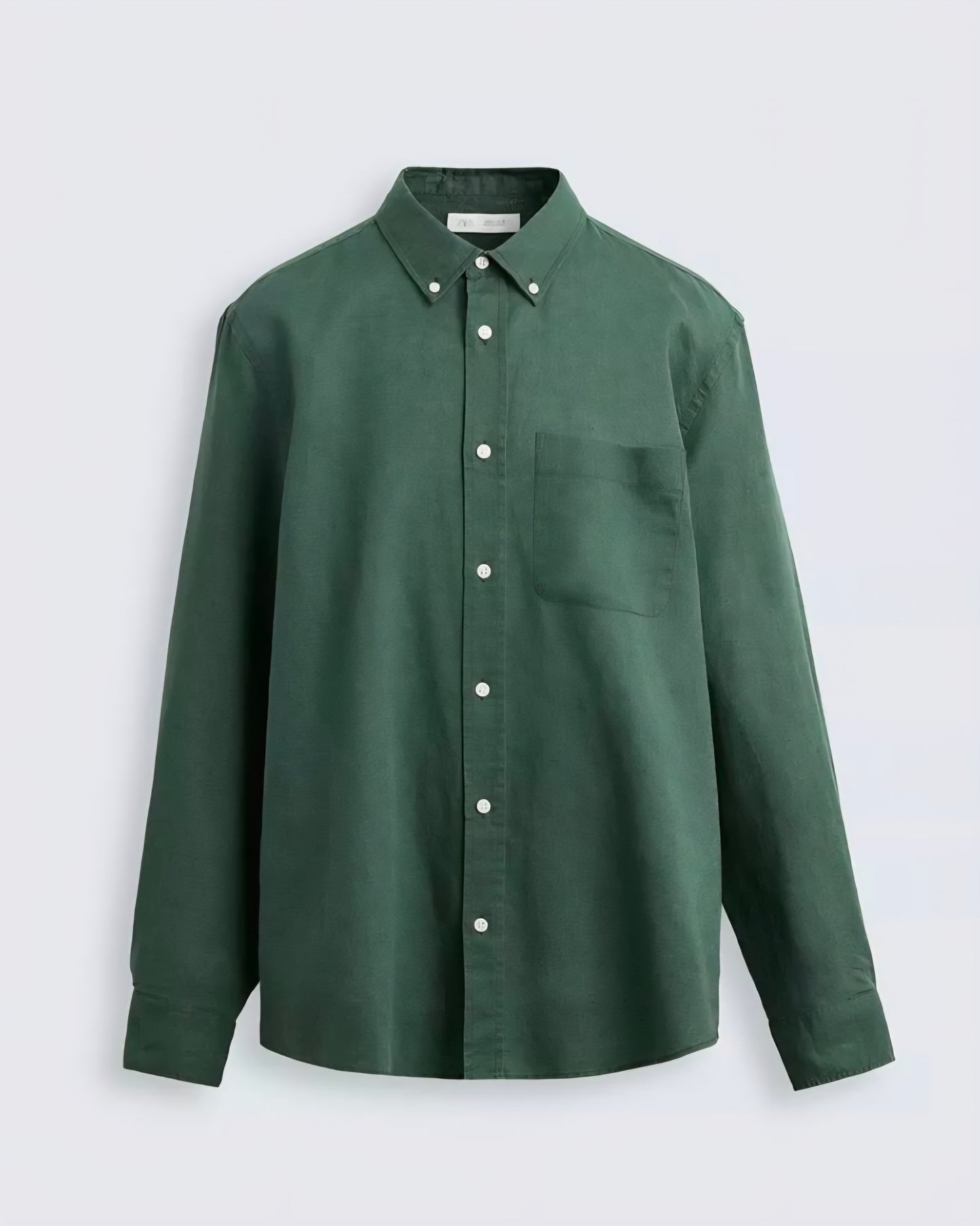 Zara Relaxed Fit Cotton-Linen Shirt in Green