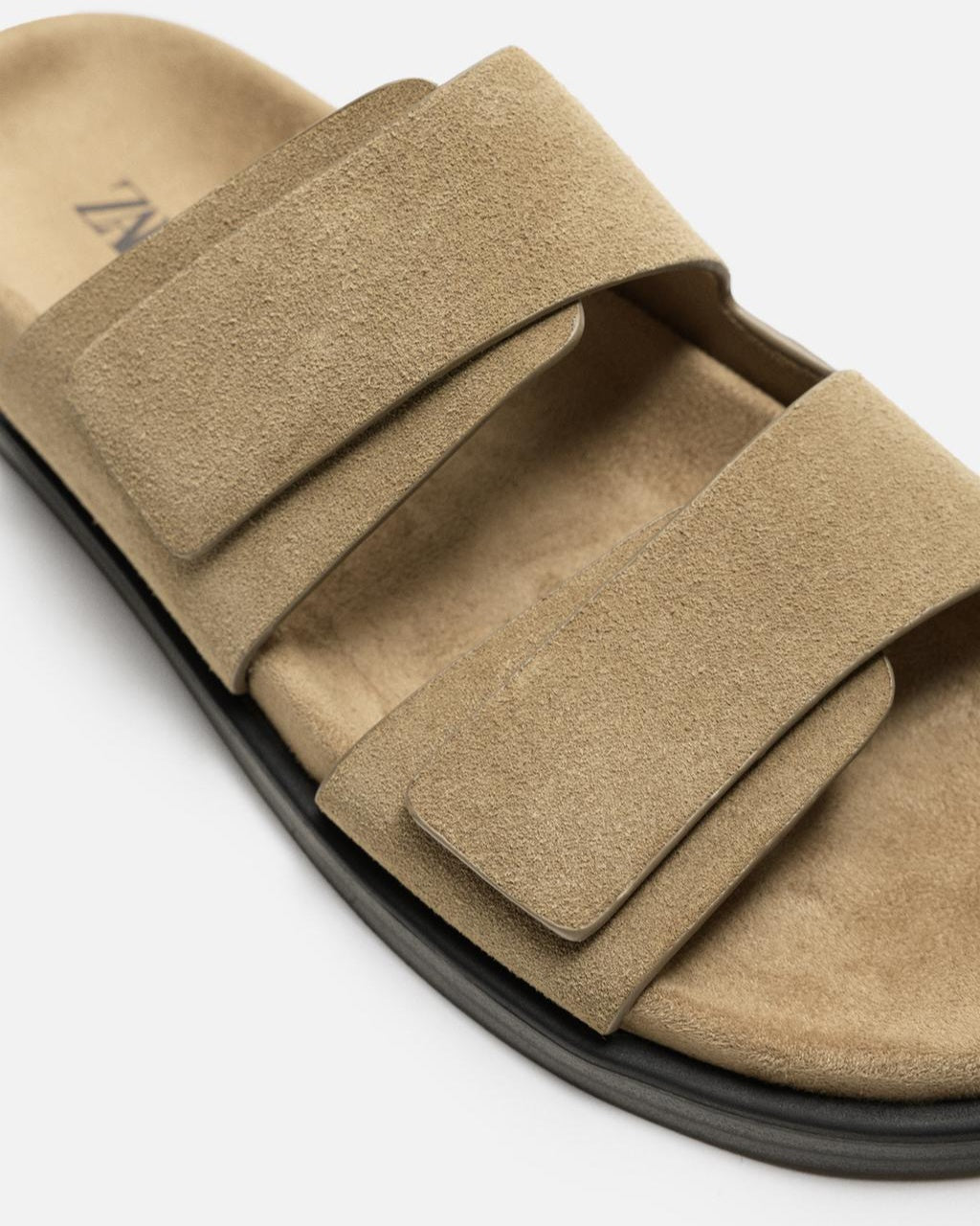 Zara Brown Double Strap Leather Sandals
