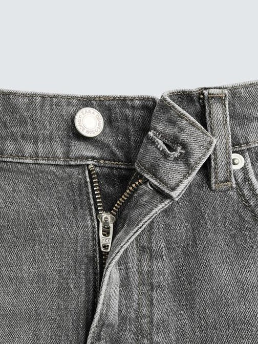 Zara Regular Fit Denim Shorts In Grey