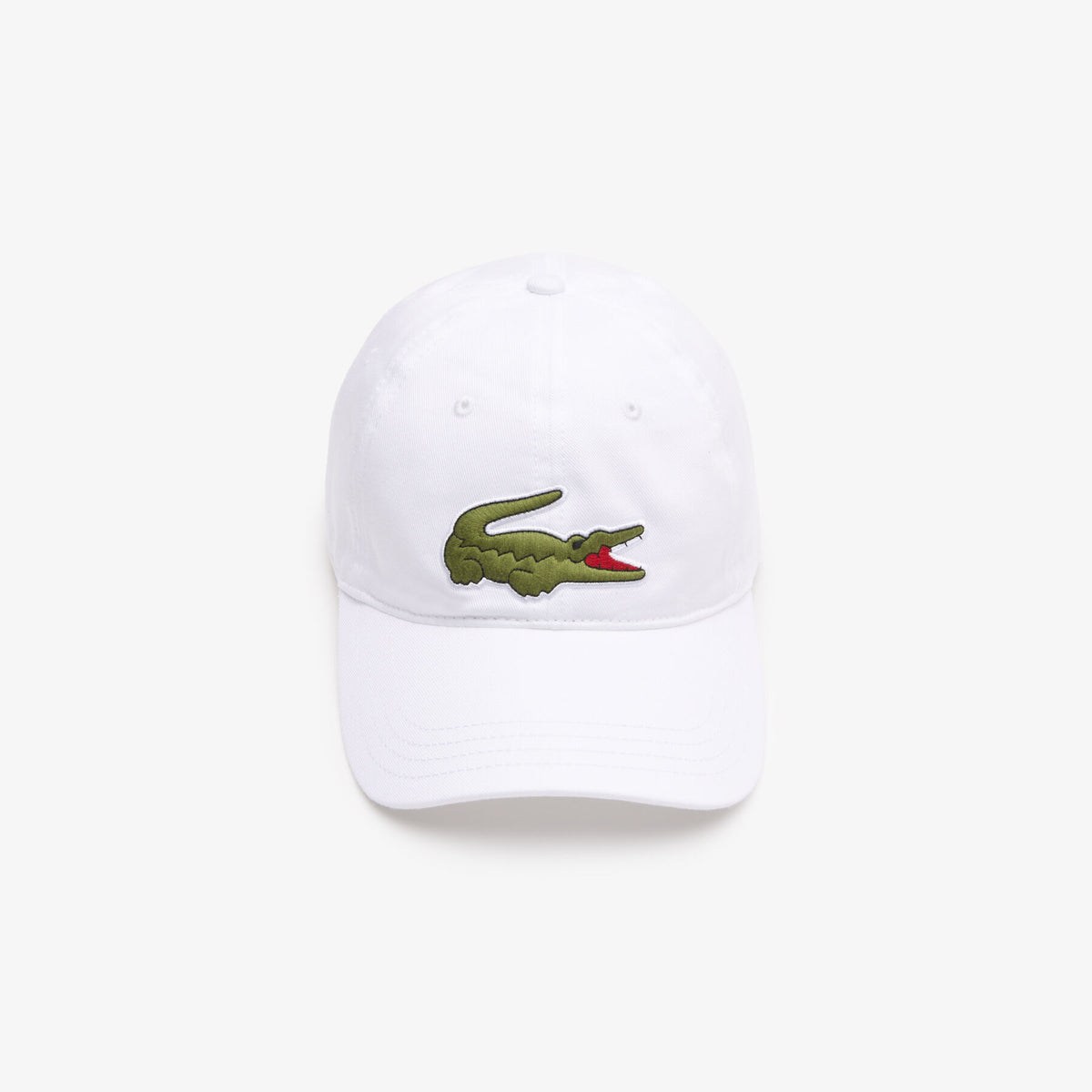 Lacoste Oversized Crocodile Cotton Twill Cap In White