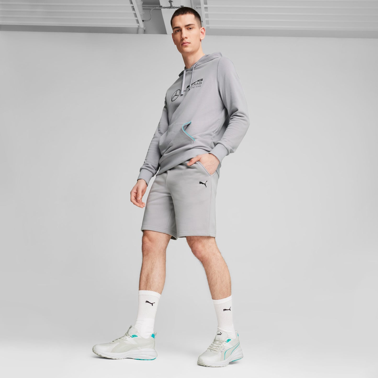 Puma X BMW Petronas Regular Fit Shorts In Grey