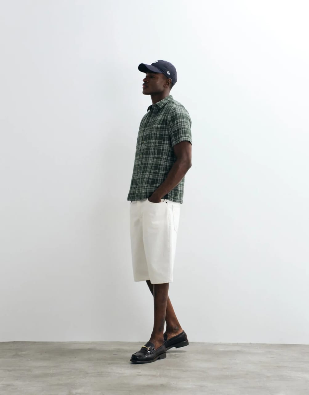 Asos Regular Fit Textured Plaid Shirt In Dark Green