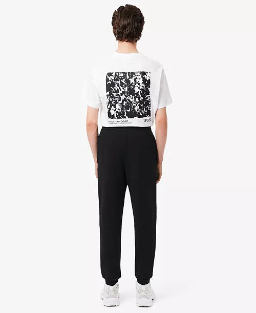 Lacoste Black Tapered Fleece Sweatpants In Black