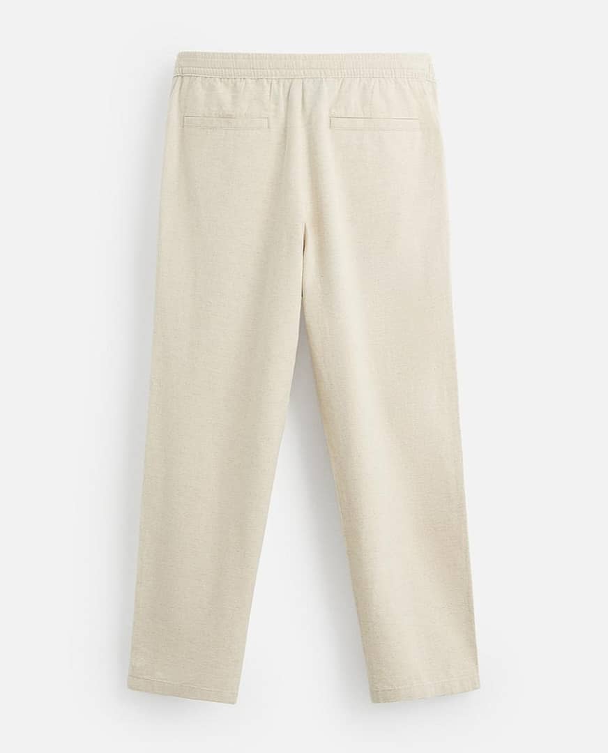 Zara Relaxed Fit Linen Trousers (Beige)