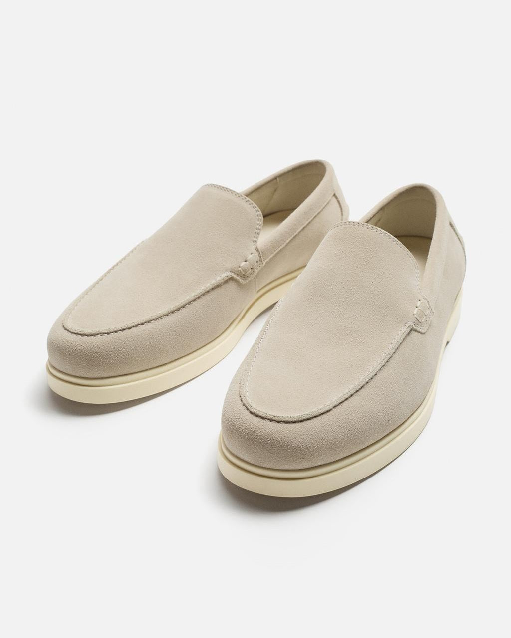 Zara Suede Loafers in Ecru