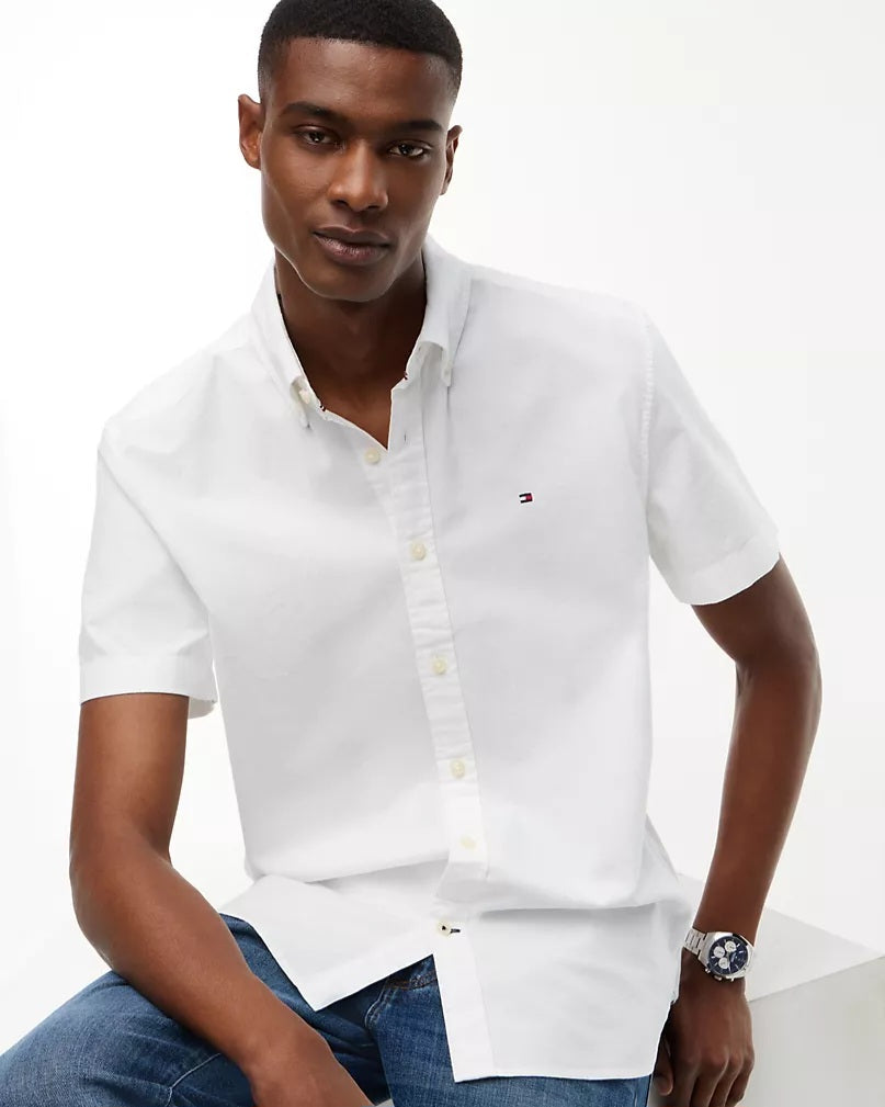 Tommy Hilfiger White Oxford Cotton Short Sleeve Shirt