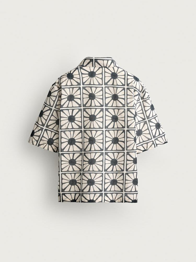 Zara Relaxed Fit Mosaic Print Shirt