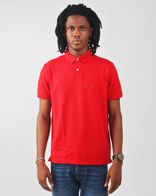Tommy Hilfiger Regular Fit Red Short-Sleeve Stretch Polo