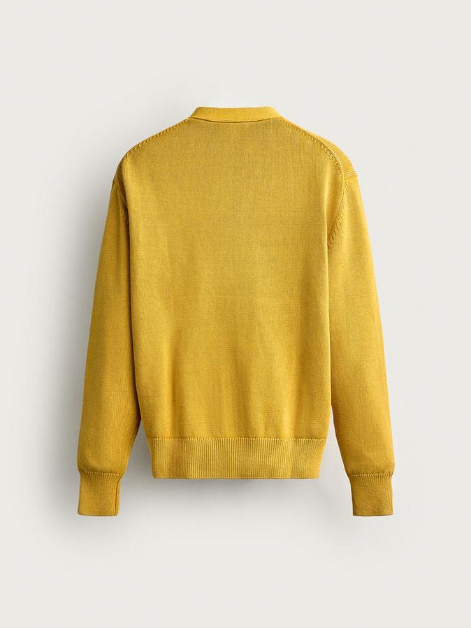 Zara Regular Fit Cotton Cardigan in Yellow