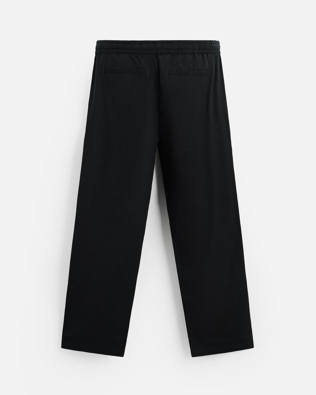 Zara Relaxed Fit Linen Trousers (Black)
