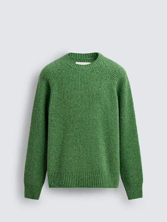 Zara Regular Fit Purl Knit Flecked Jumper Sweater In Green