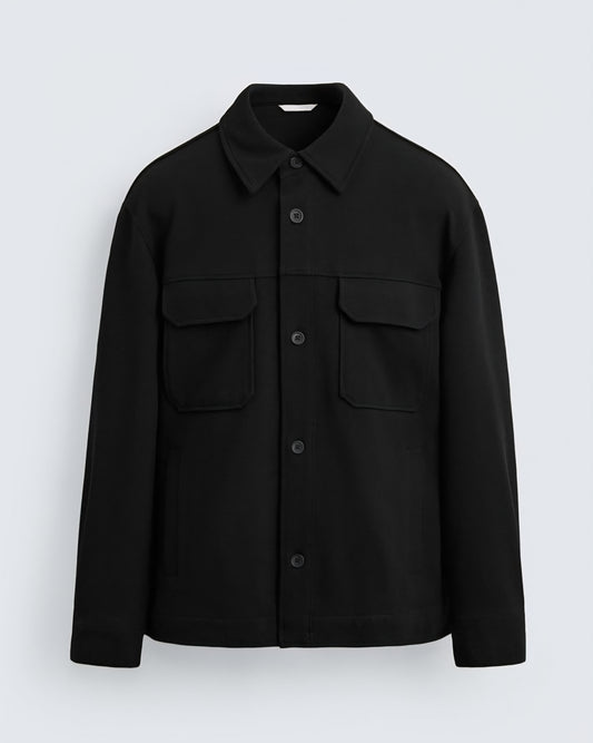 Zara Textured Overshirt in Black